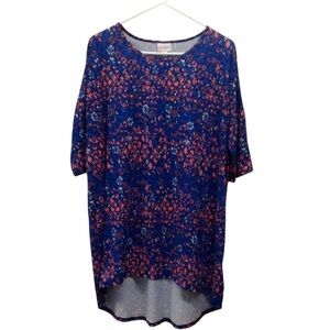 LuLaRoe Blue and Coral Pink 3/4 Sleeve Tunic